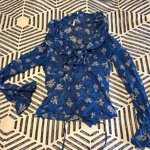 Free People Amanda Ruffle long sleeve top size XS